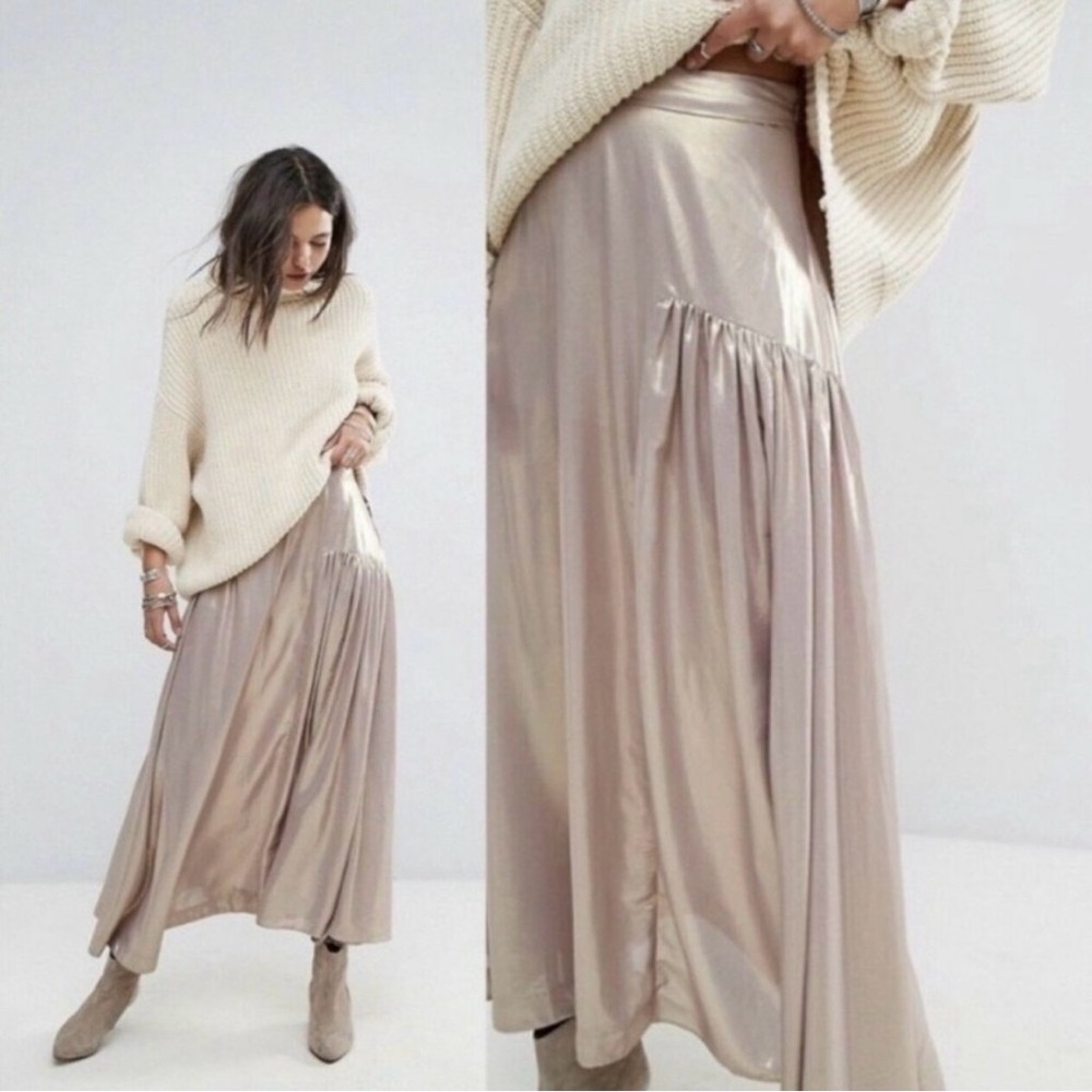 FREE PEOPLE | NEW Shimmering Beige A-Line Skirt